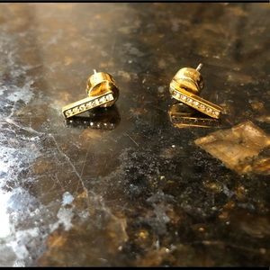 Michael Kors Clear Pave Gold Bar Earrings